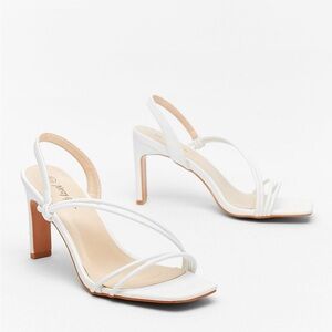 Strappy Square Toe Faux Leather Heels NWT